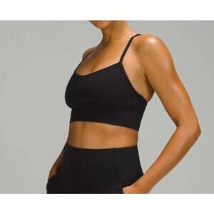 NWT lululemon Flow Y Nulu Longline Bra Light Support A–C Cups Black